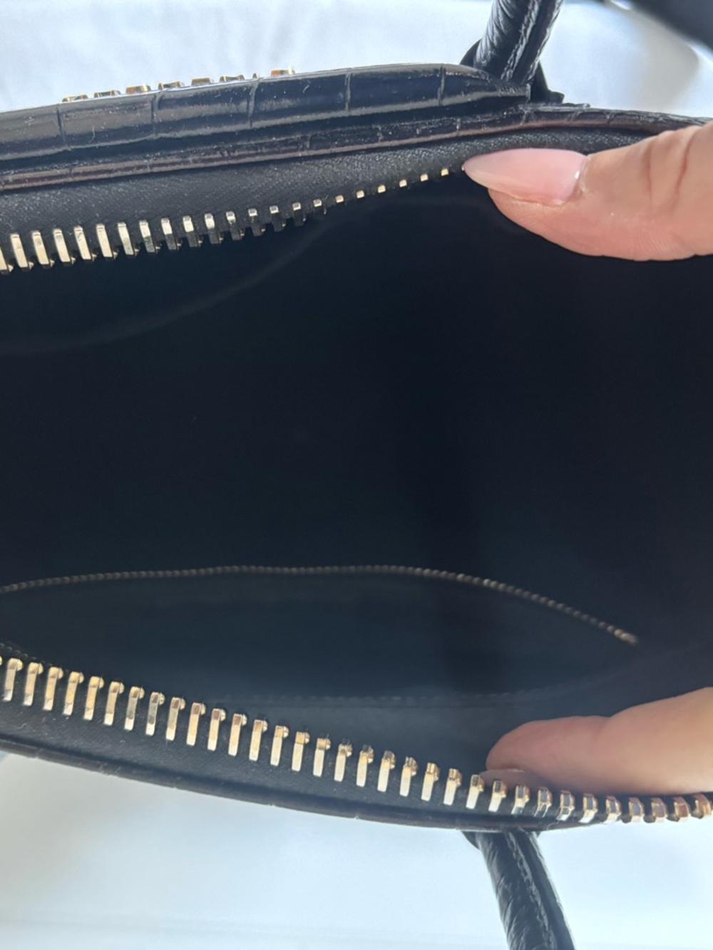 Givenchy Black Croc-Embossed Leather Satchel with Gold Hardware - Picture 5 of 5